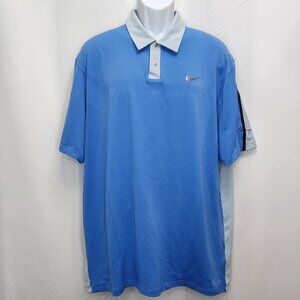 Nike Tiger Woods Mirage Logo Polo Shirt Mens XL Blue Golf Short Sleeve TT10